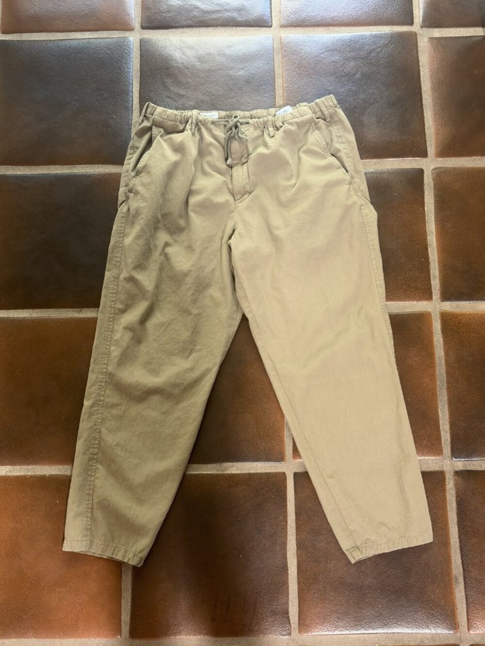Dries Van Noten Khaki Cotton Drawstring Pants - Size EU 60